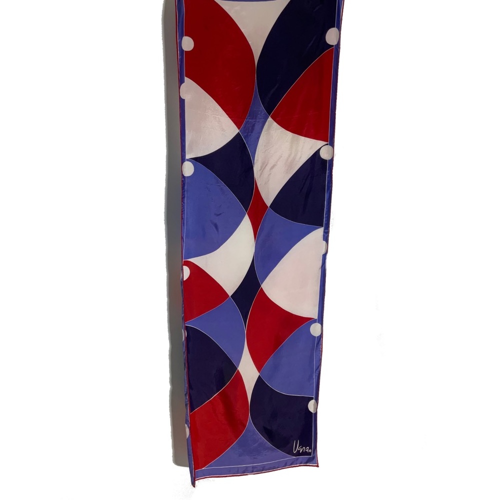 Vena Rectangular Red, Purple, White & Black Geometric Color Block Scarf